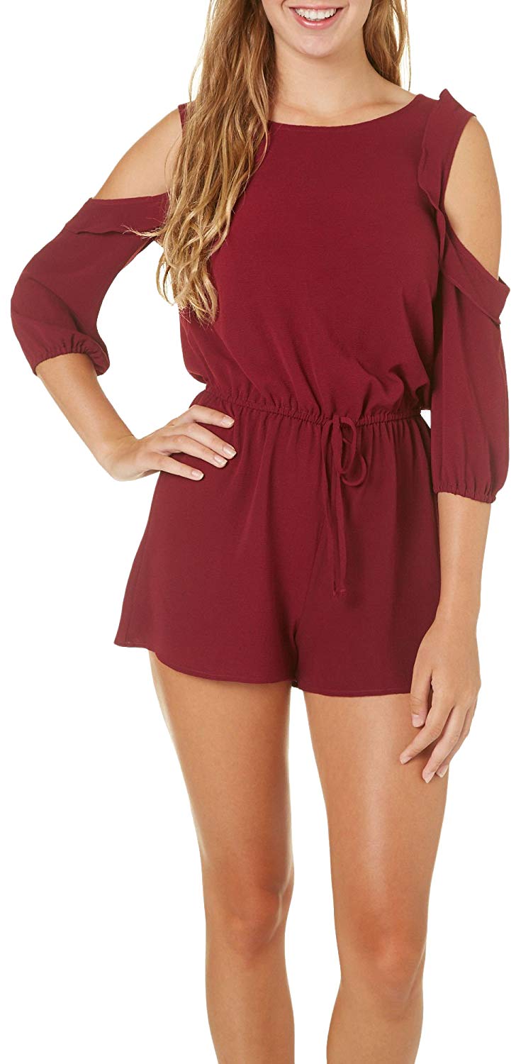 Be Bop Juniors Cold Shoulder Ruffled Romper