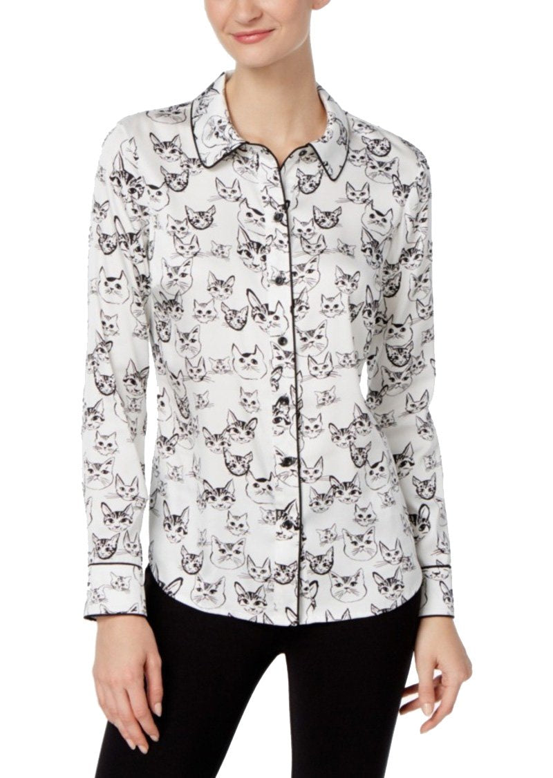 INC International Concepts Cat Print Blouse