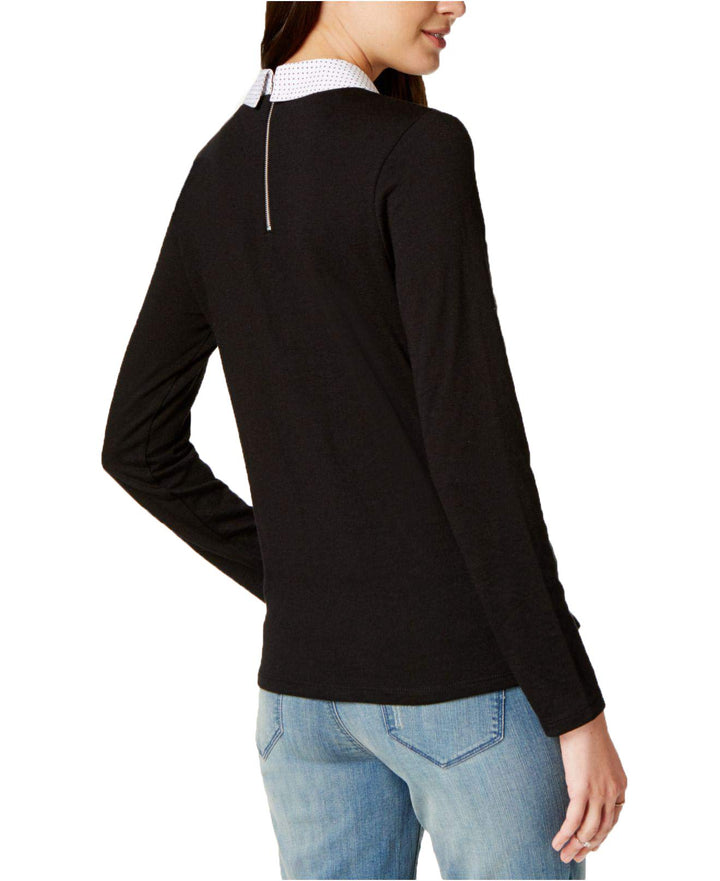 Maison Jules Bow Stripe Collared Top