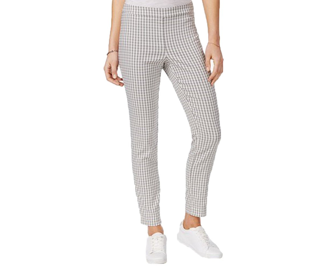 Maison Jules Gingham Print Pull On Pants