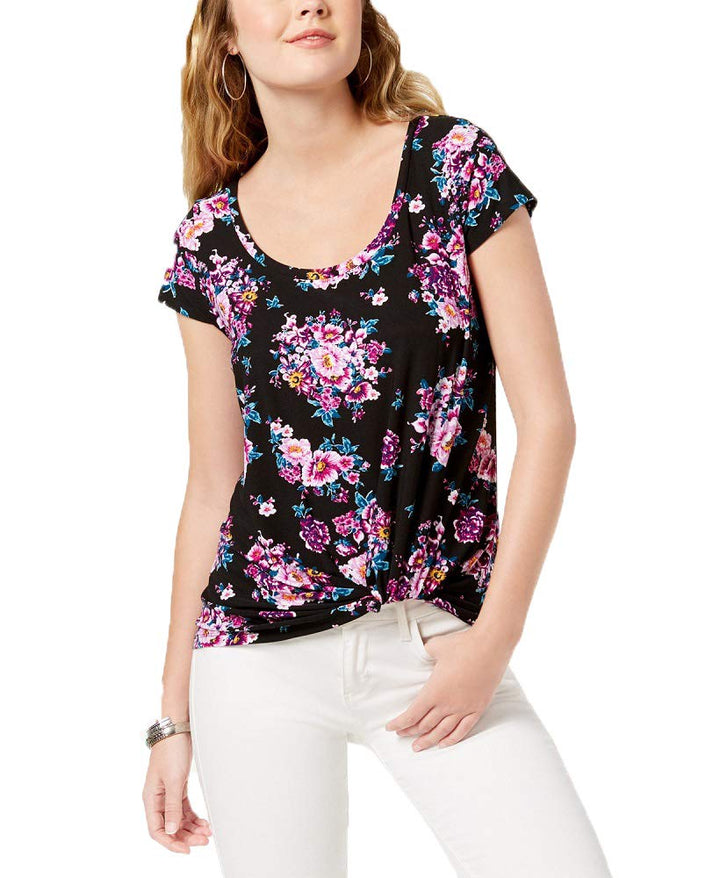 Ultra Flirt Juniors Printed Knot Hem Top