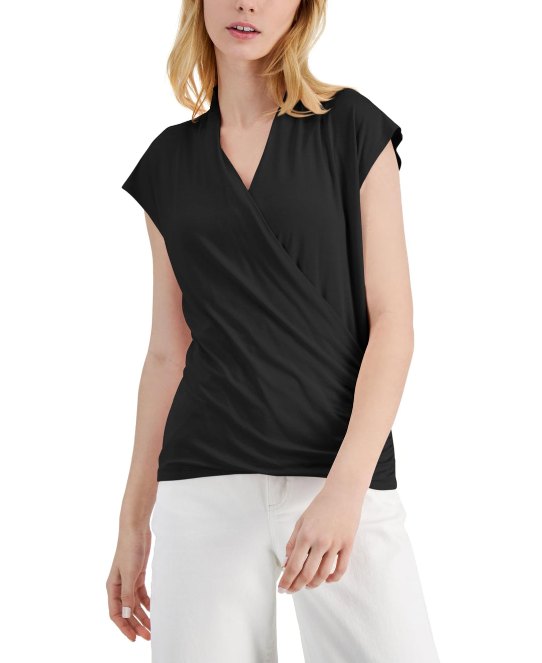 INC International Concepts Surplice V Neck Top