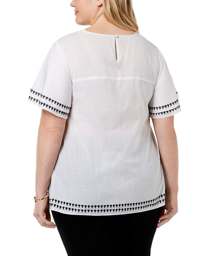 Charter Club Plus Size Cotton Embroidered Top