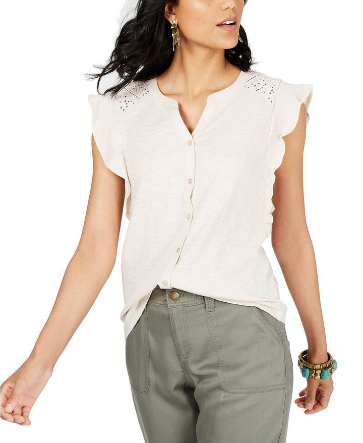 Style & Co Eyelet Sleeveless Shirt