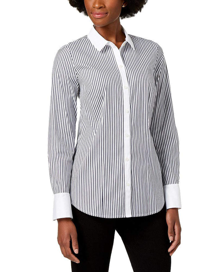 Charter Club Striped Contrast Trim Shirt
