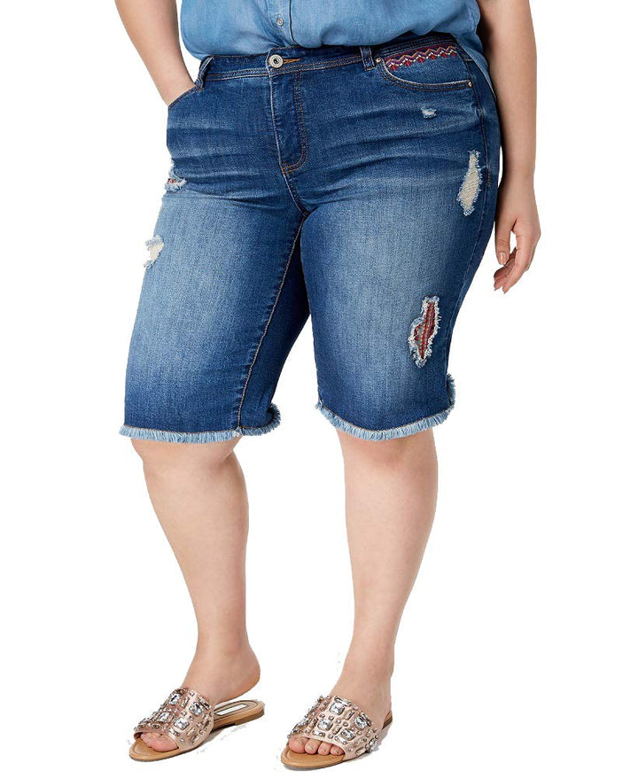 Plus Size Ripped Denim Shorts