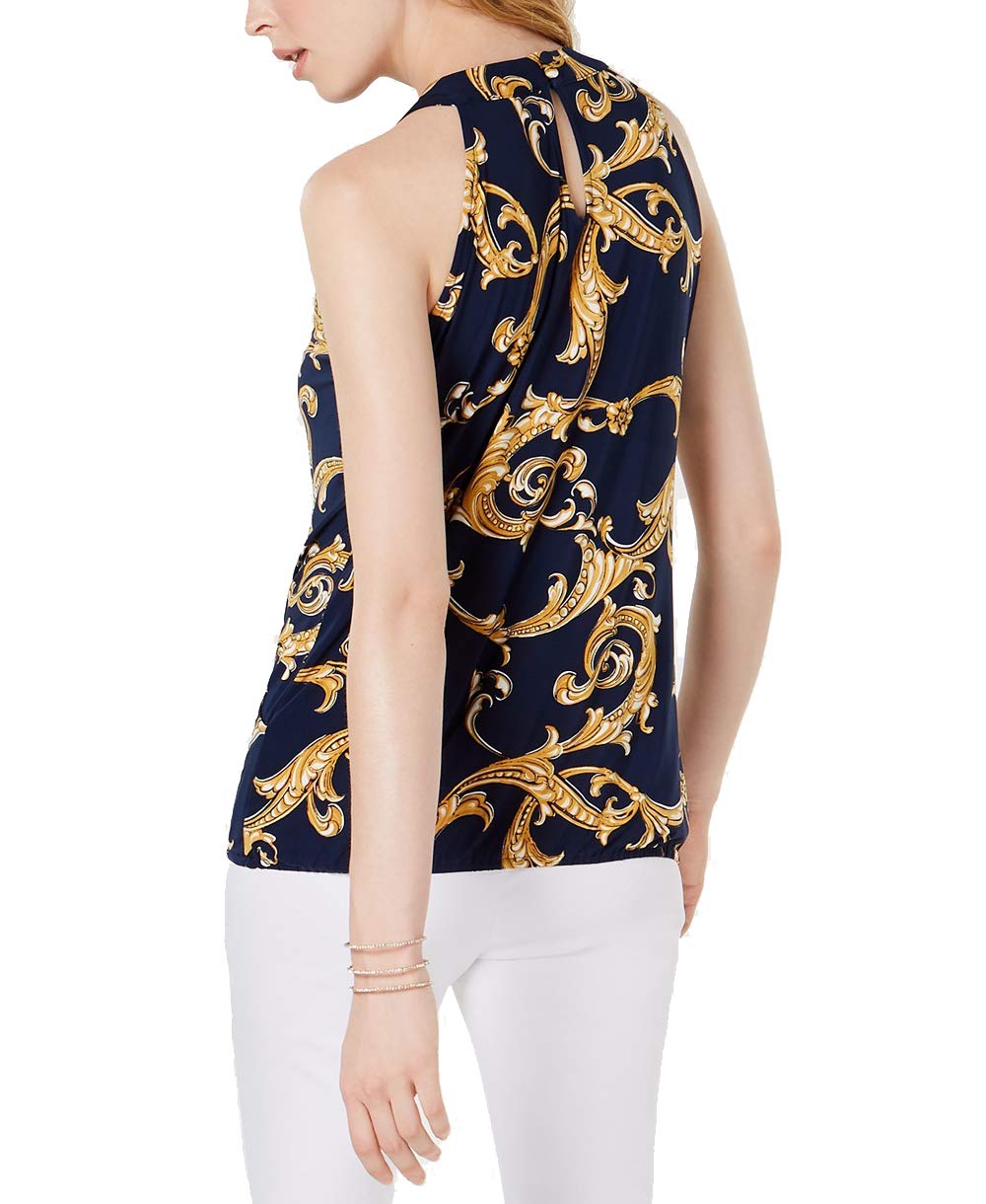 INC Printed Surplice Keyhole Top