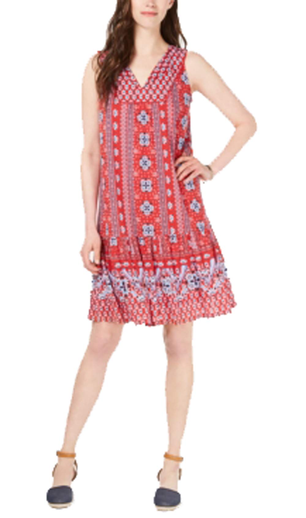 Style & Co Petite Geo Print Flounce Dress