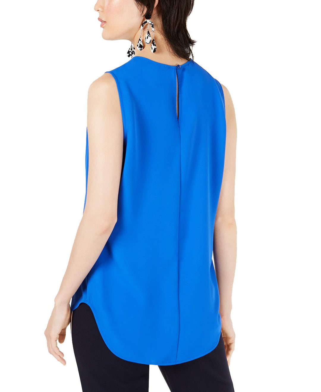 Bar III Keyhole Pleated Crepe Blouse