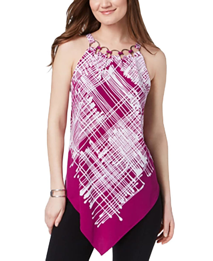 Alfani Printed Ring Neck Top