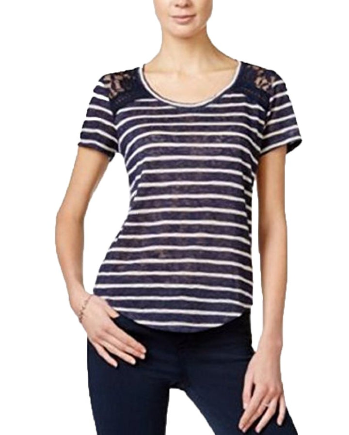 Maison Jules Striped Lace Inset T-Shirt