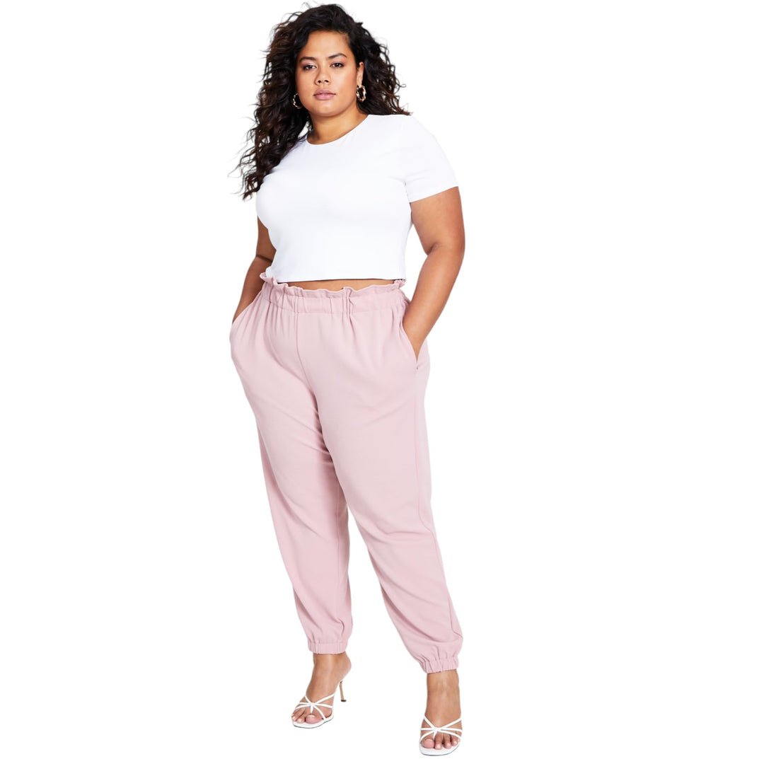 Bar III Trendy Plus Size Paperbag Waist Jogger Pants
