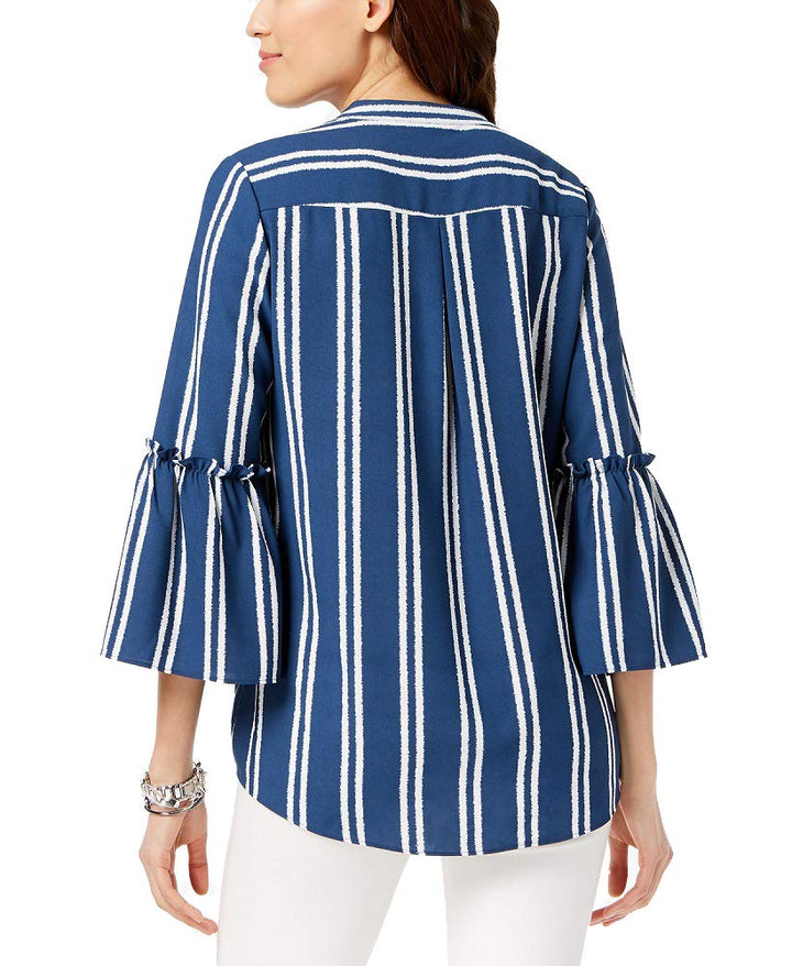 Alfani Striped Tie Front Blouse