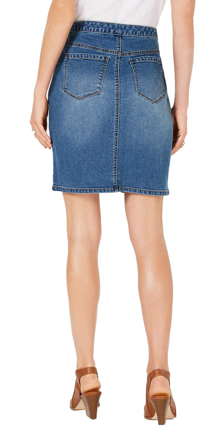 Style & Co Petite Button Down Denim Skirt