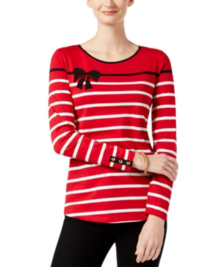 Charter Club Cotton Beaded Bow Top