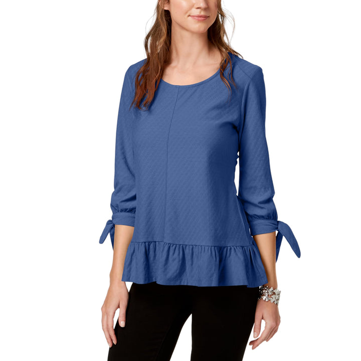 Style & Co Jacquard Tie Sleeve Top