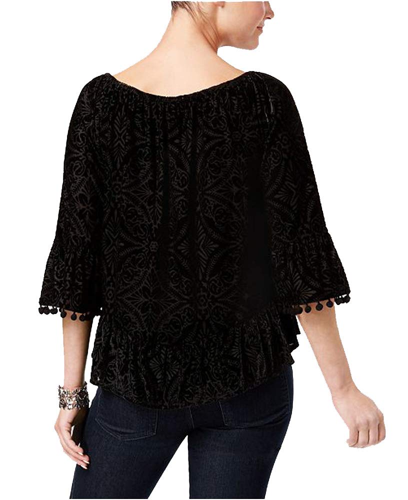Style & Co Petite Off The Shoulder Flocked Top