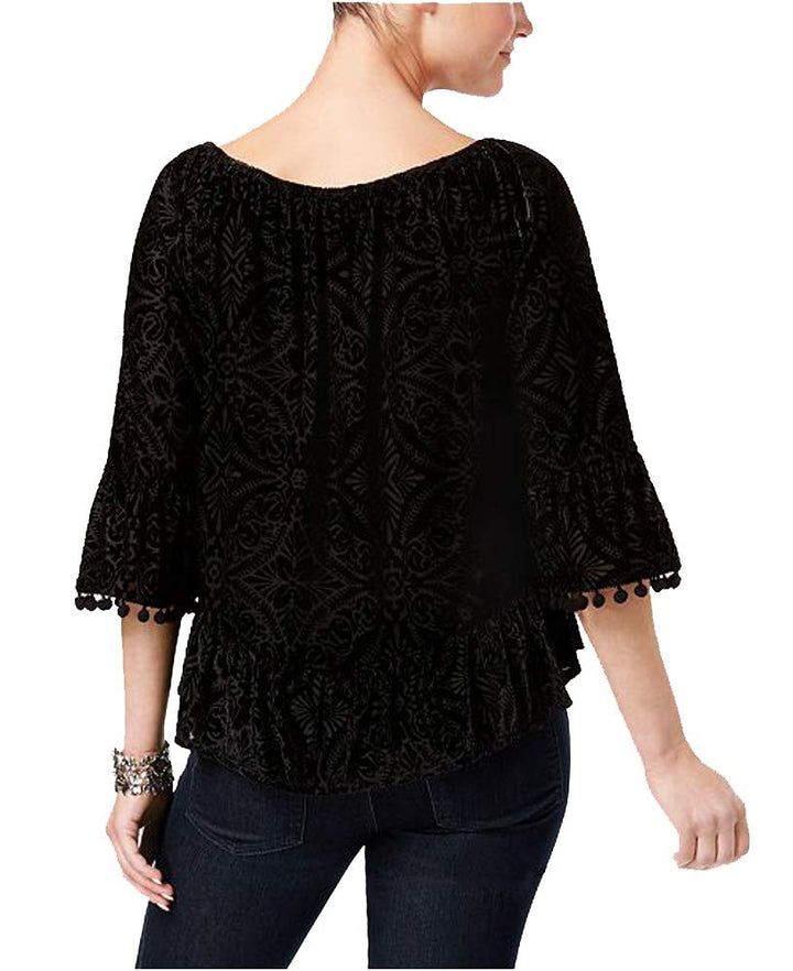 Style & Co Petite Off The Shoulder Flocked Top