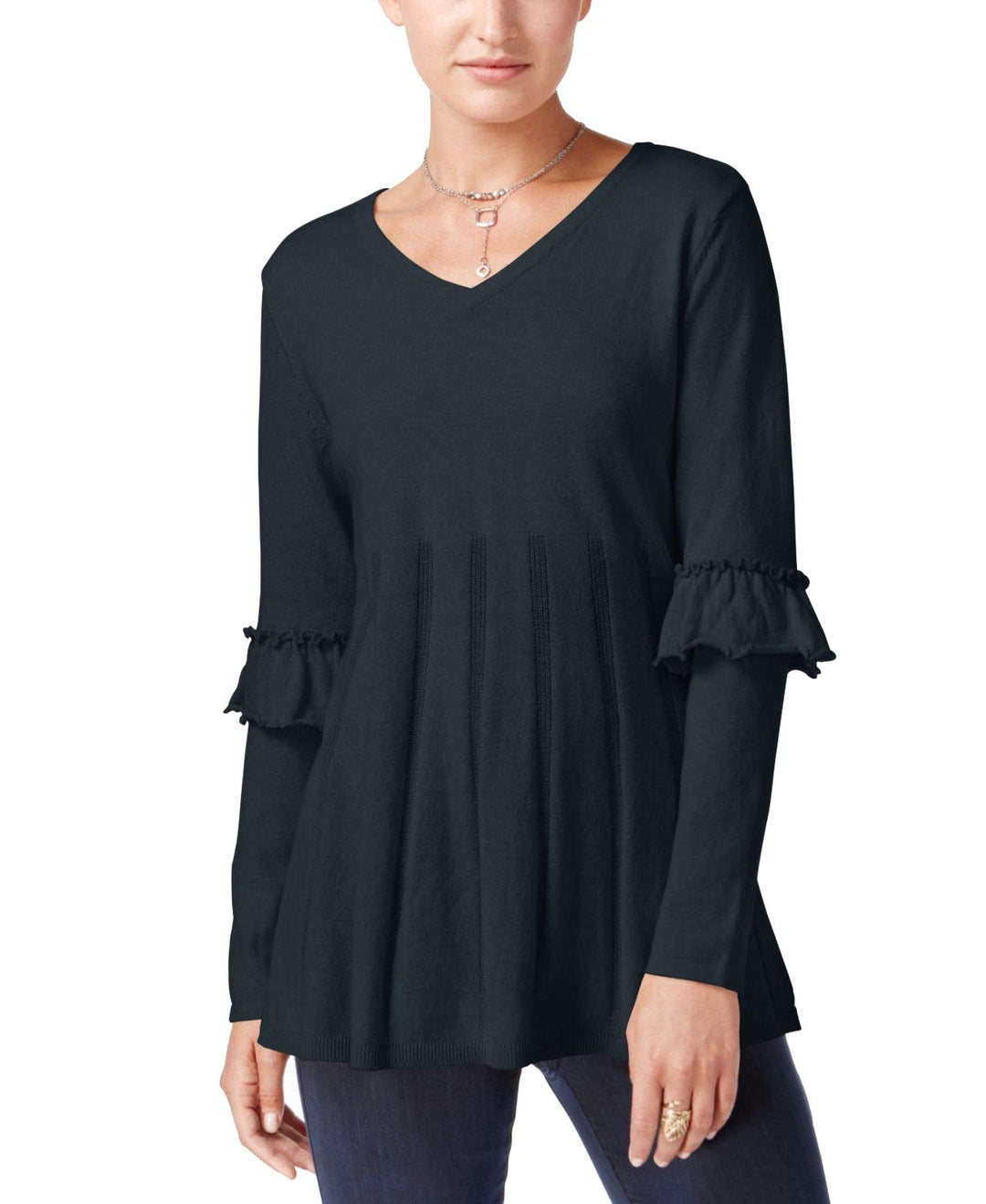 Style & Co Ruffled Pleated Sweater
