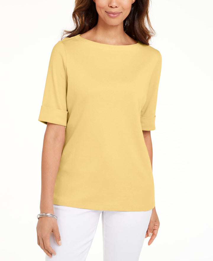 Cotton Boat-Neck Top