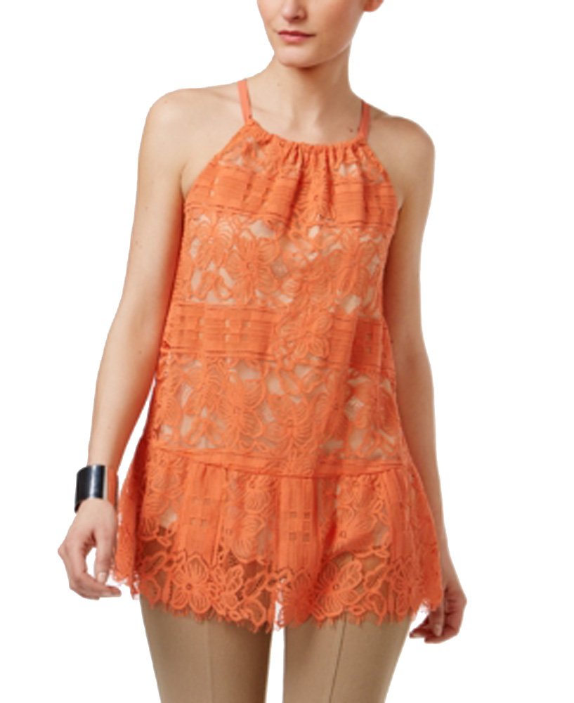 Alfani Lace Peplum Halter Top