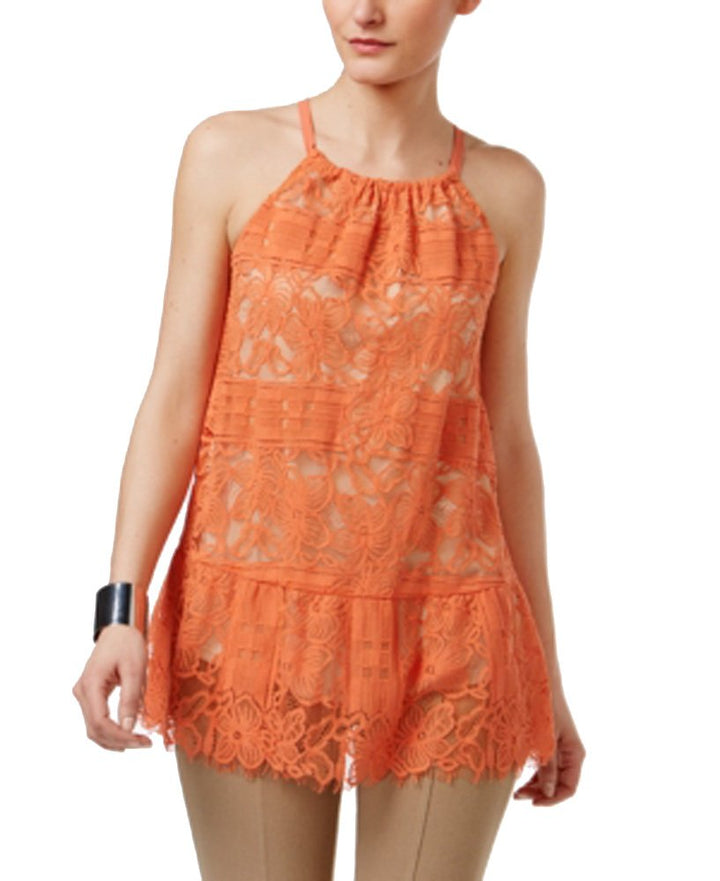 Alfani Lace Peplum Halter Top