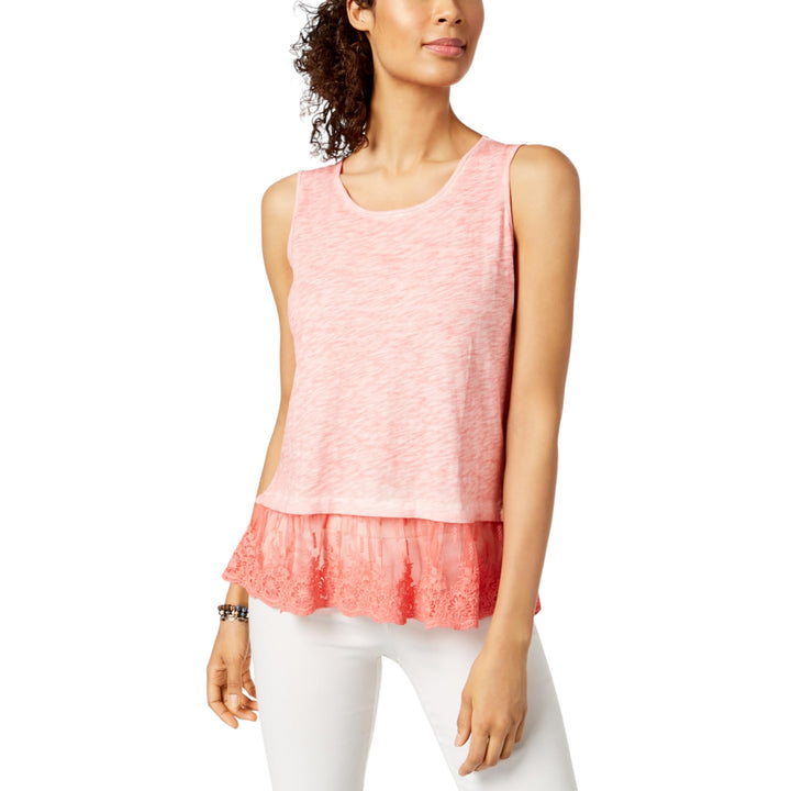 Style & Co Petite Lace Hem Tank Top