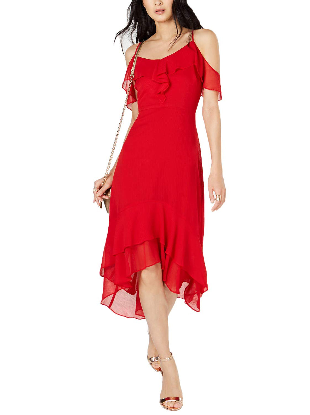 INC Solid Cold-Shoulder Midi Dress