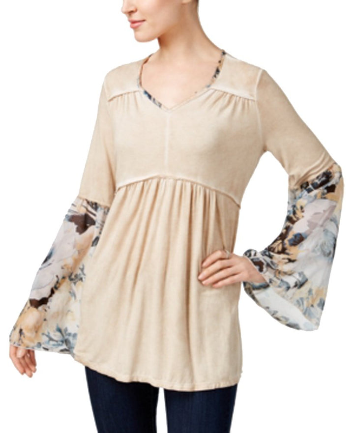 Style & Co Printed Sleeve Babydoll Top