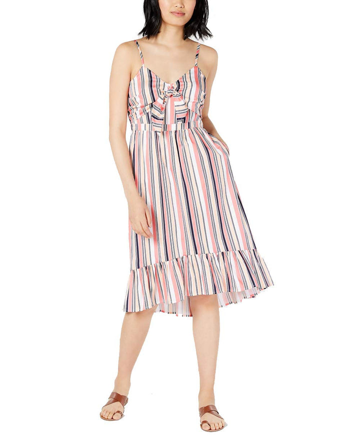 Striped Ruffle-Hem Dress