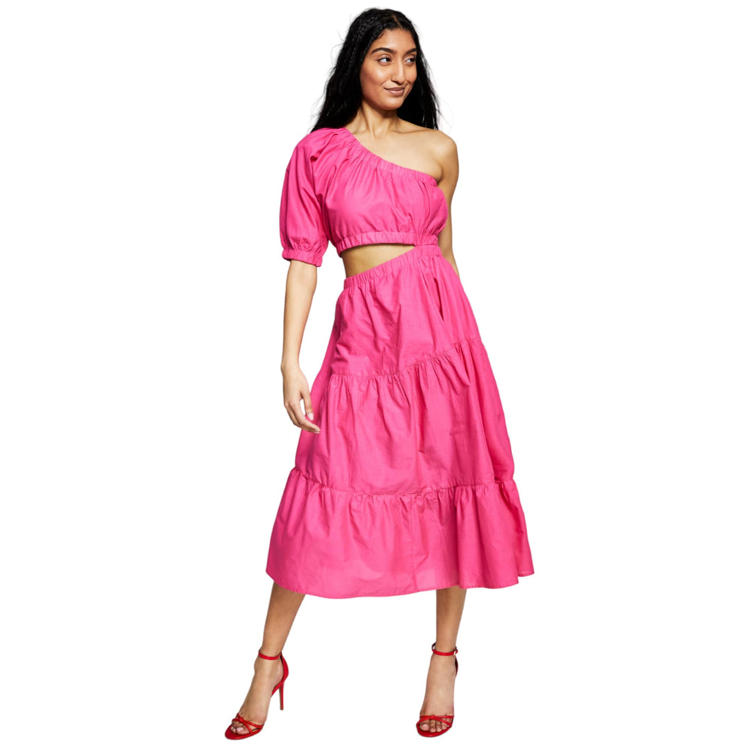 Now This Womens Cotton Cutout One Shoulder Dress