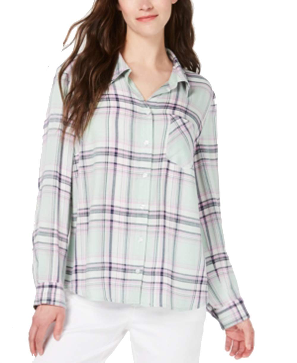 Style & Co Plaid Roll Tab Shirt