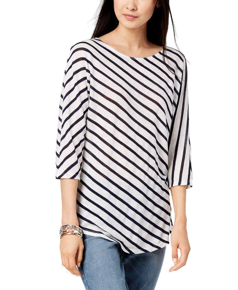 Petite 3/4 Sleeve Striped T-Shirt