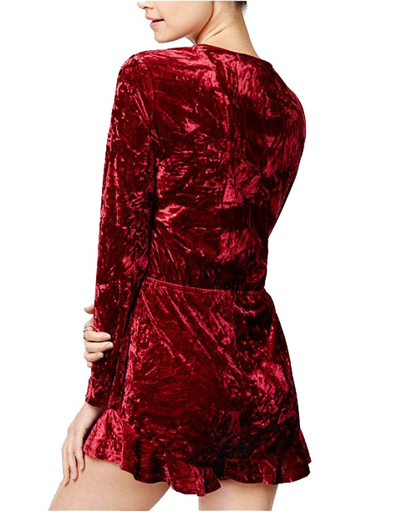 Juniors' Crushed Velvet Surplice Romper