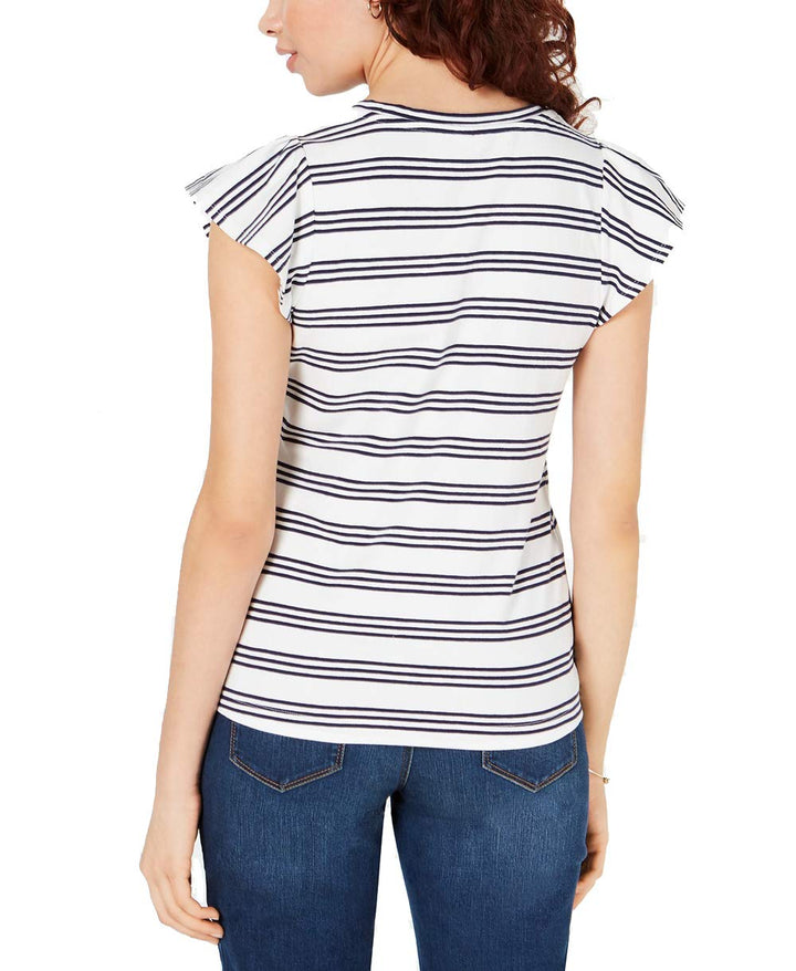 Maison Jules Striped Flutter Sleeve Top