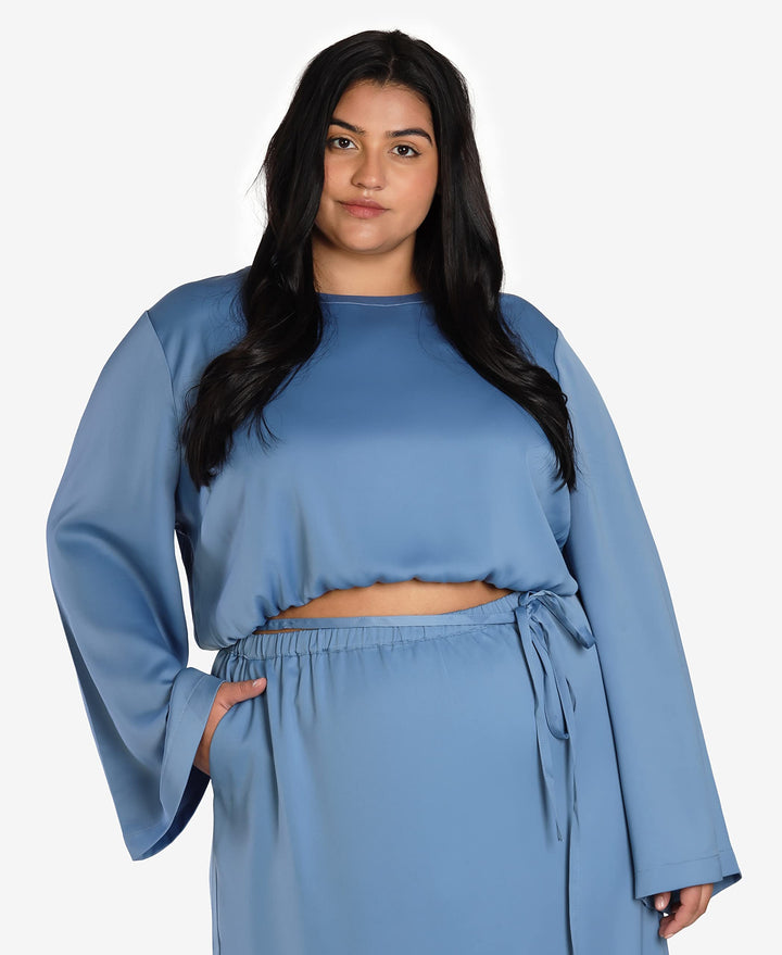Nicole Williams English Plus Size Satin Crop Top