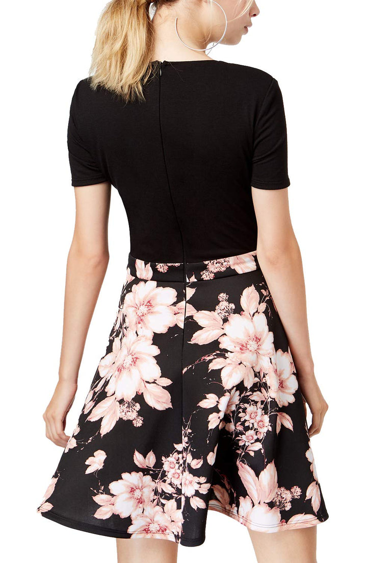 City Studios Juniors Solid Floral Print Dress