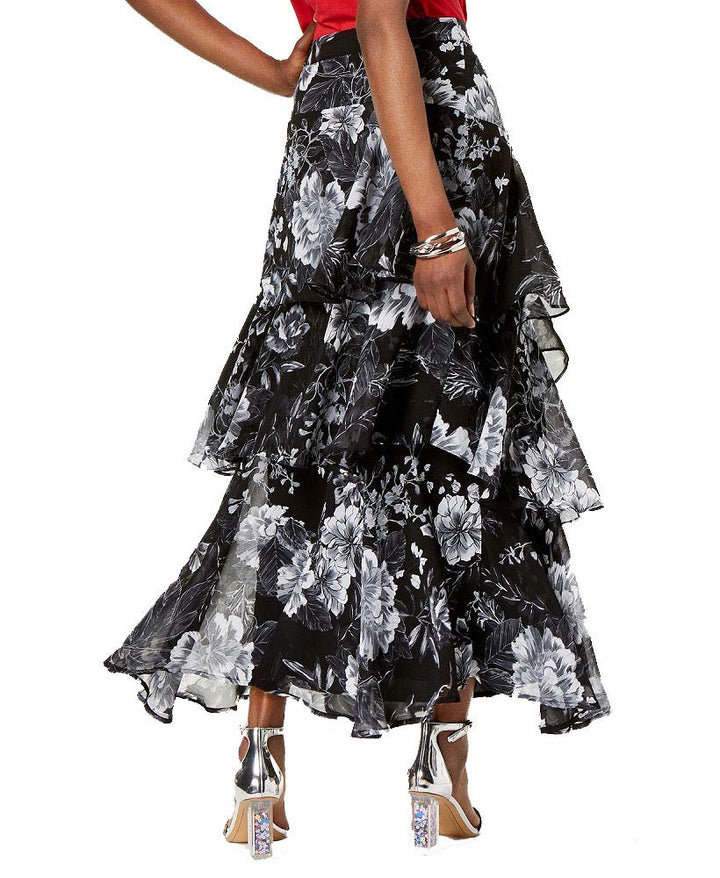 Plus Size Printed Tiered Skirt