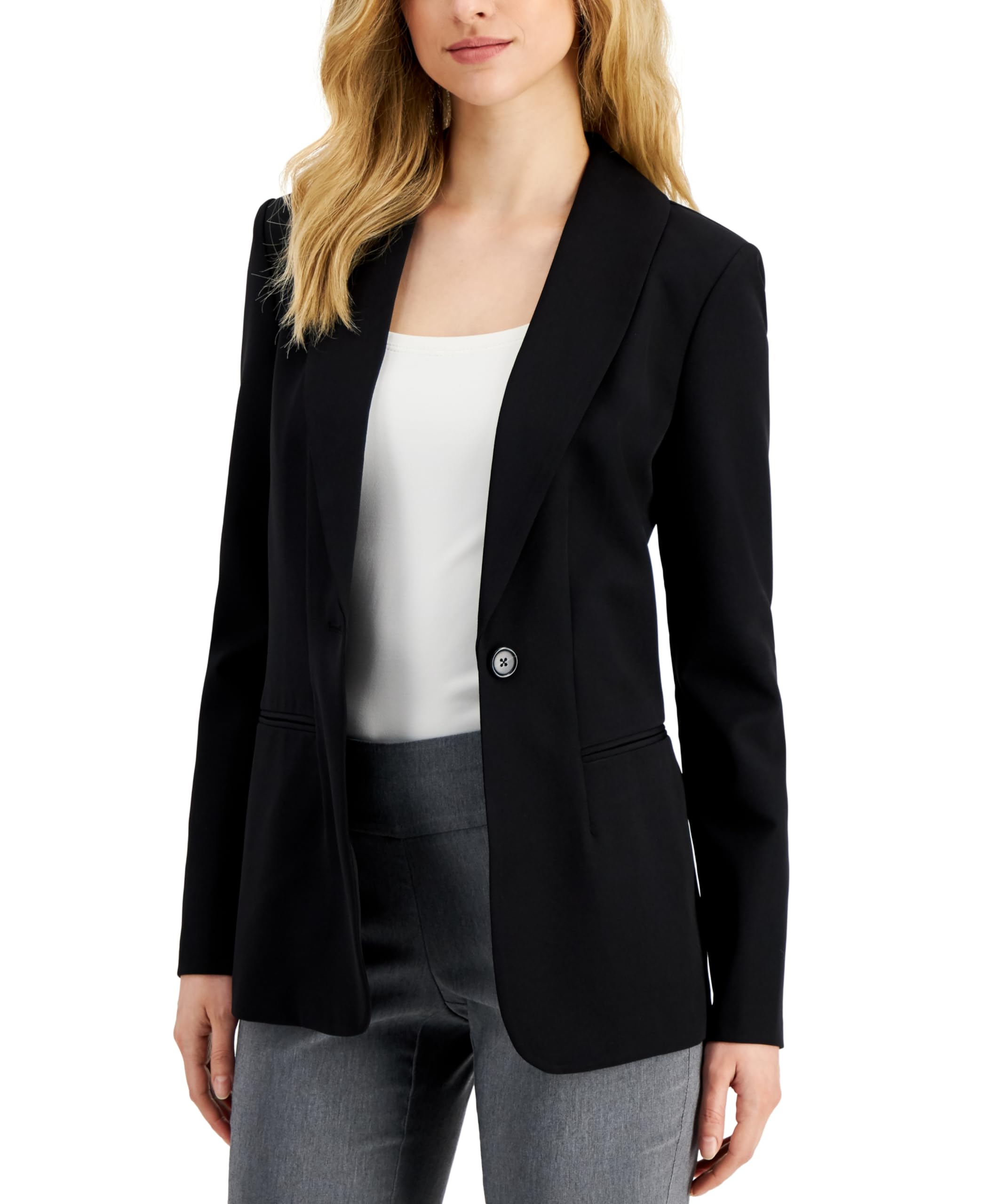 Petite Long Sleeve Collared Blazer