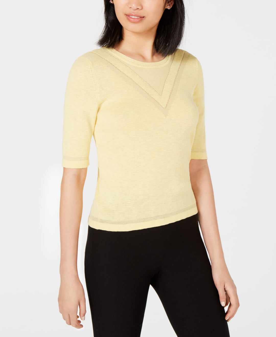 Maison Jules Crewneck Tonal Intarsia Sweater
