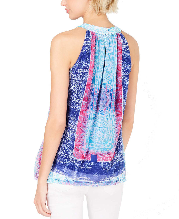 INC Printed Keyhole Halter Top