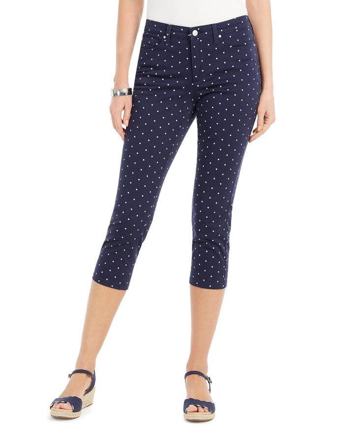 Charter Club Polka Dot Printed Bristol Tummy Control Capri Jeans