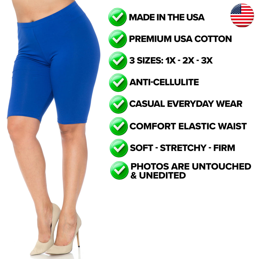 USA Basic Cotton Plus Size Thigh Shorts - Bermuda Shorts