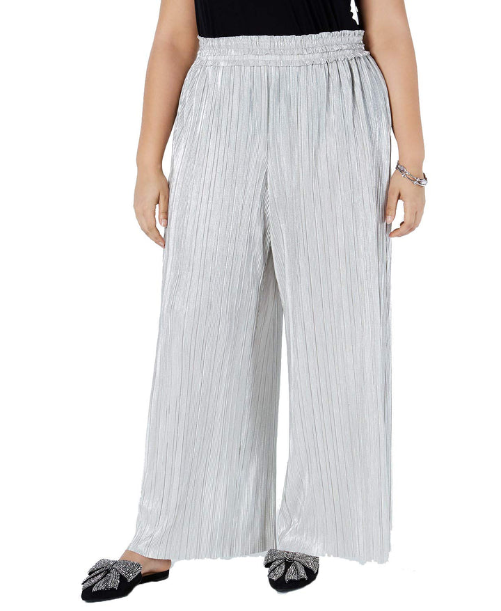I.N.C. Plus Size Crinkle Shine Wide-Leg Pants