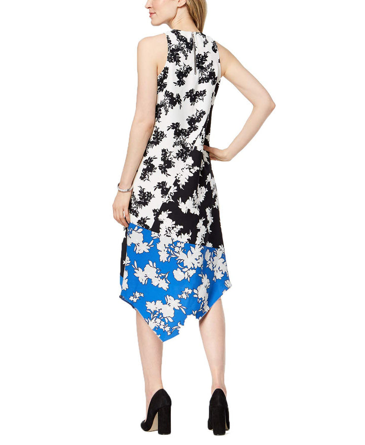 Alfani Petite Colorblocked Print Asymmetrical Dress
