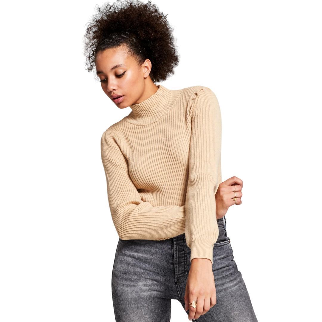 Now This Mock Neck Balloon Sleeve Sweater