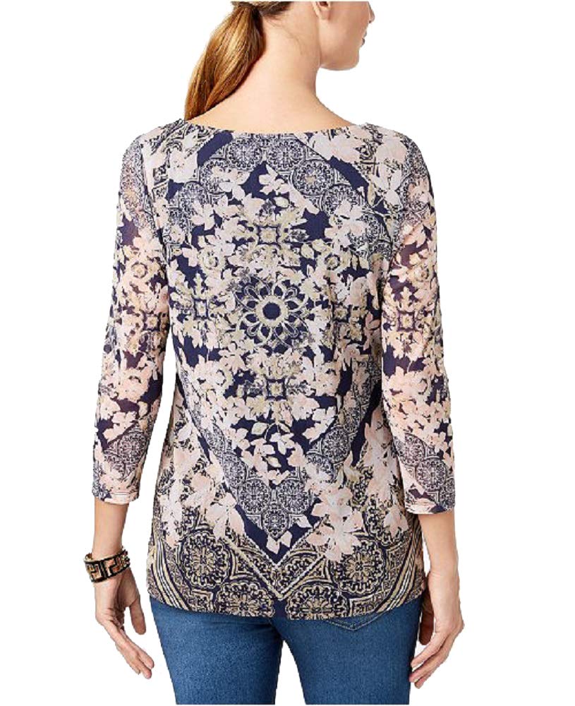 Charter Club Petite Printed Boat Neck Top