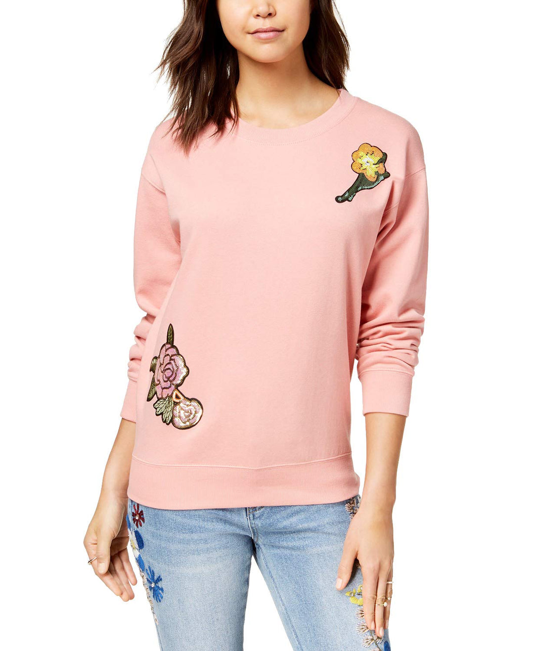 Juniors' Sequin Applique Sweatshirt