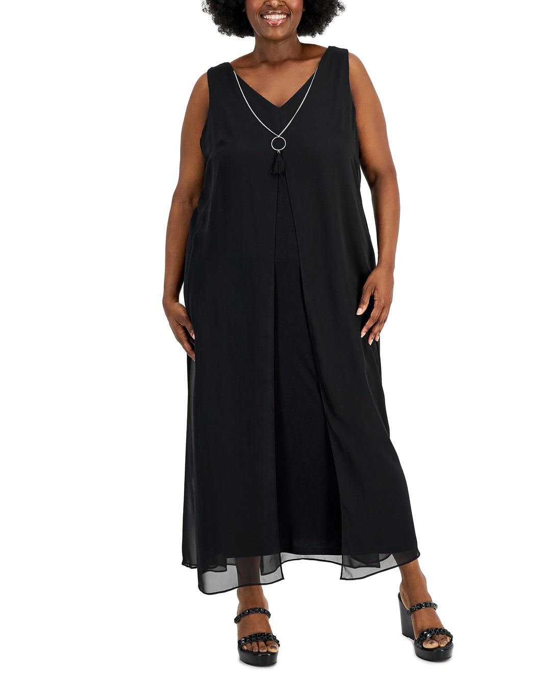 JM Collection Plus Size Chiffon Overlay Maxi Dress – USAFashion