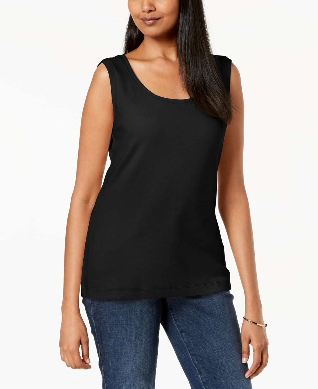 Karen Scott Cotton Sleeveless Scoop Neck Top